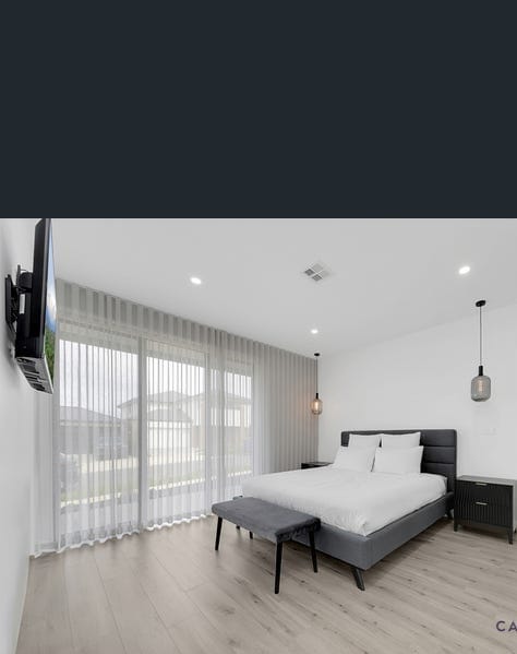 Modern room with stylish blinds
